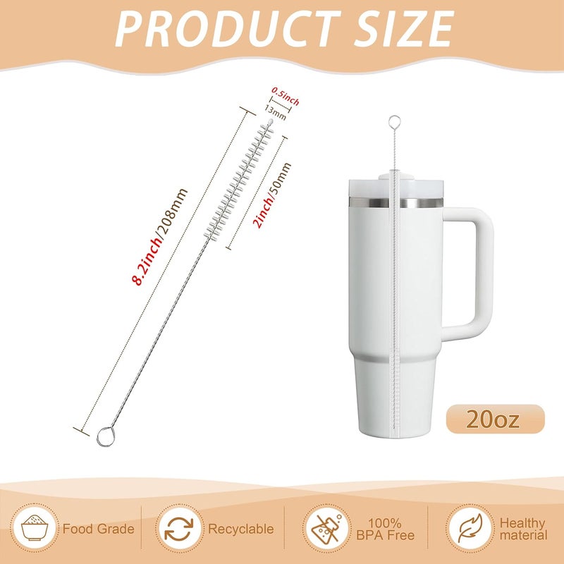 CIDYAUST 2Pcs Straw Cleaner,Straw Cleaner Brush for Metal/Glass/Silicone Straws,Reusable Straw Brush Cleaner with Nylon Bristles,Stanley Straw Cleaner Brush for Baby Bottles,Keyboard and Hummingbird Feeder. - Image 2